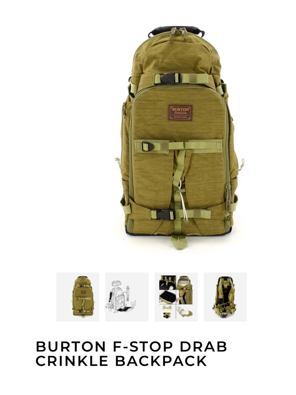 BURTON F-STOP DRAB CRINKLE BACKPACK